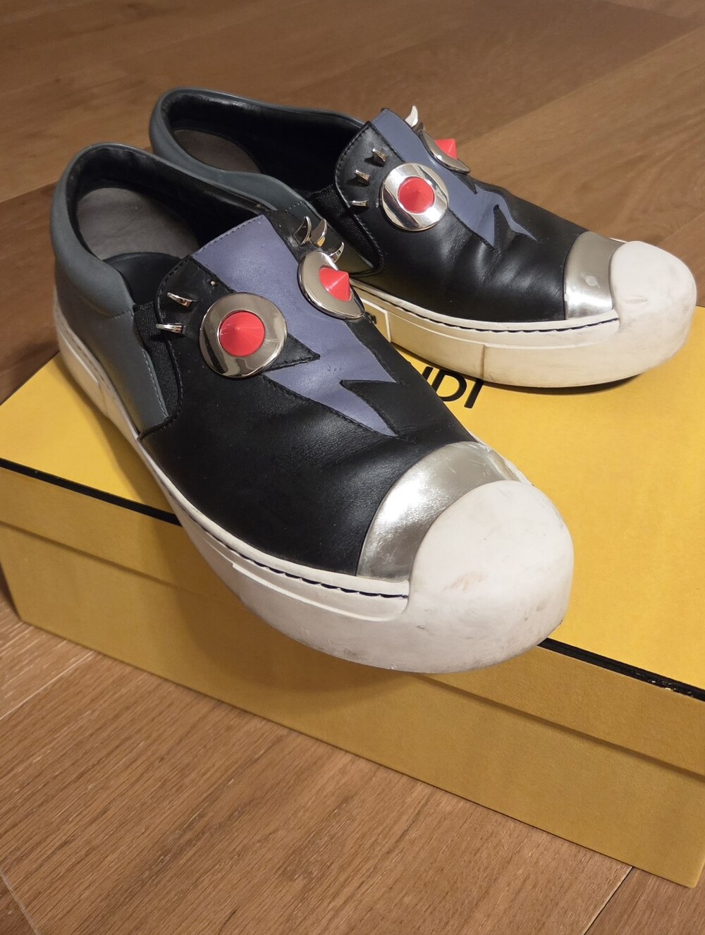 FENDI BAD BUGS MONSTER EYE SlipOn Sneakers EU 38.5 /US 7.5 With Box ,2Dust Bag